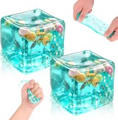 Cube Squishy à montée lente - 2 pièces - Fidget Squishy - Jouet doux anti-stress - Jouet à presser - Squishy lent - Fidget Toys - Jouet de soulagement du stress - Soulagement de l'anxiété - Bleu