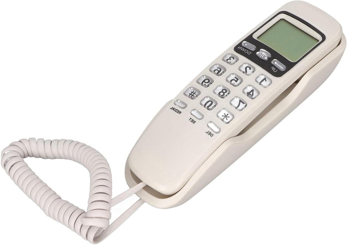 Vaste Telefoon - Draadtelefoon Kantoor - Thuisgebruik Kantoor - LCD Scherm - 19 x 8 cm - Wit