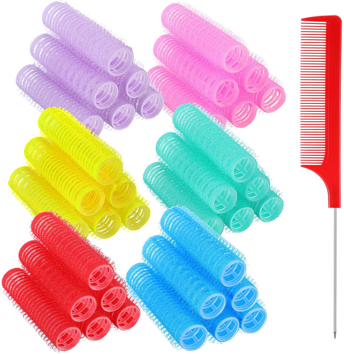 Dailygoods- Krulspelden 37 Stuks - Zelfklevend - Voor Salons/Kappers - Ratten/Staart - Inclusief Staartkam - Stalen Naaldpunt - Haarspelden