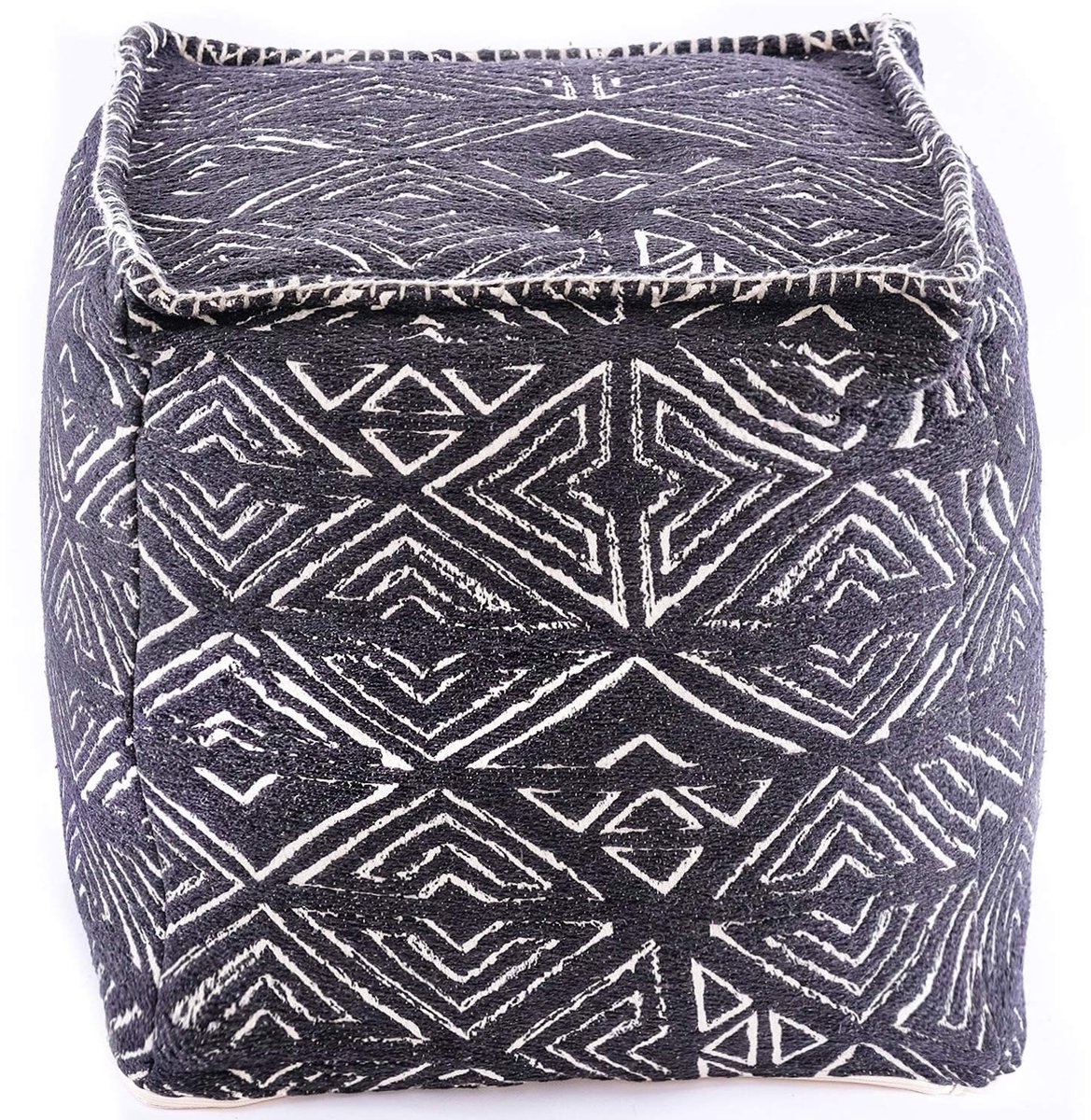 Dailygoods- Poef 50 cm - Luxe Ambachtelijke Kamerdecoratie - Boheemse Poef - Zithoek Ottoman - Vloerkussen met Handgemaakte Details