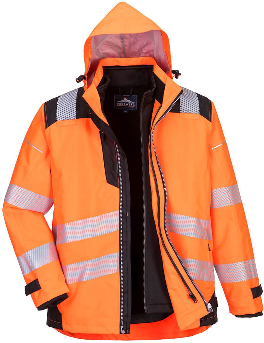 Portwest PW3 Hi-Vis 3-in-1 Jack PW365 Oranje