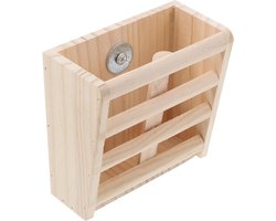 Houten Hooi Feeder - Hooiruif Konijn - Huisdieren Voeren - Hekvormig Ontwerp - 15 x 15 x 7.5 cm - Khaki