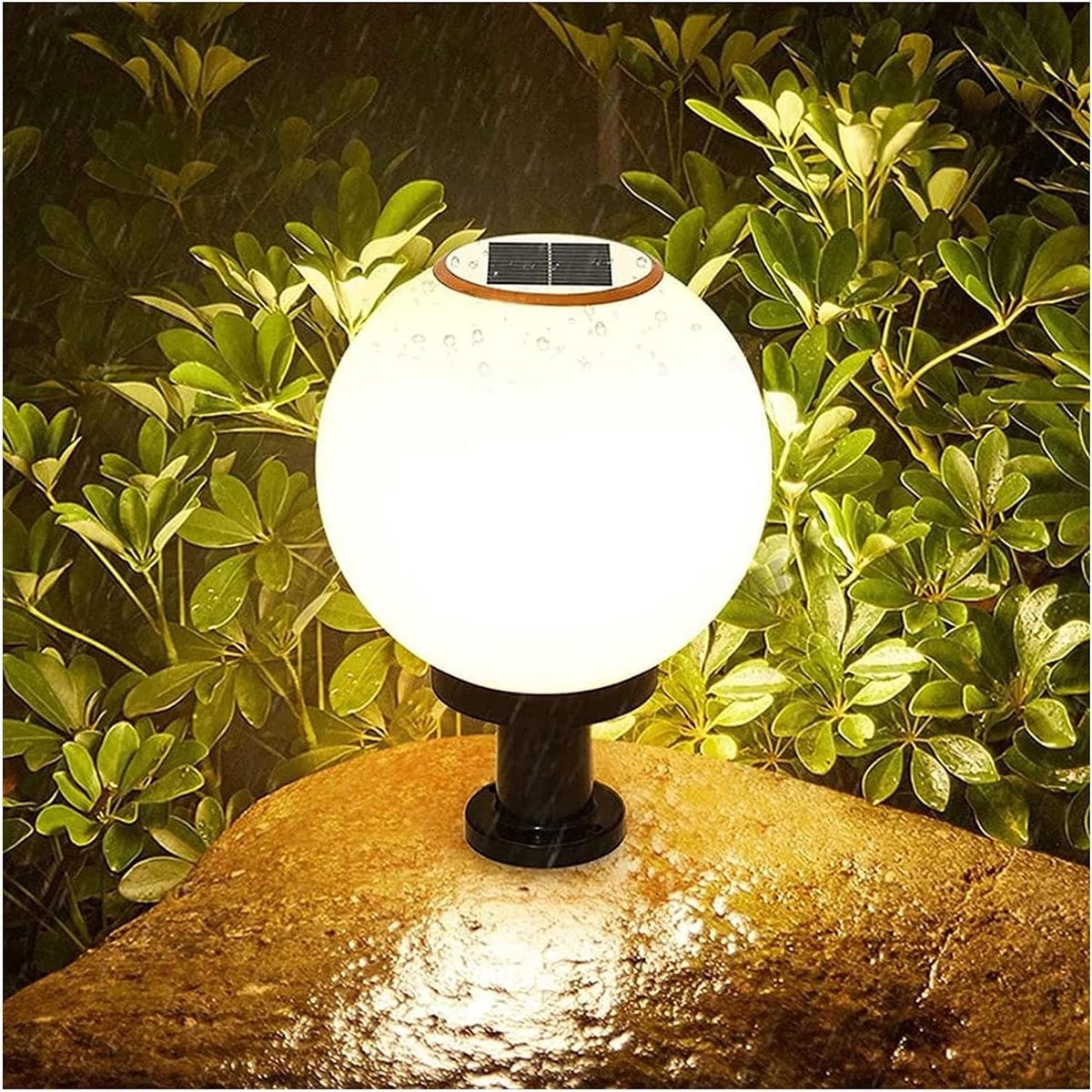 Ronde Solar Lantaarn - Buitenlamp Tuin - Buiten Decoratie - Waterdicht RVS - 30x37cm - Zil