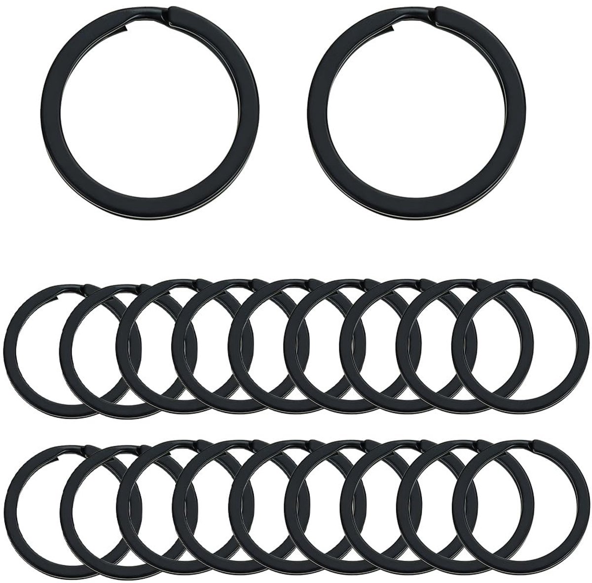 Dailygoods- Sleutelhanger 32 mm grote sleutelringen - 20 stuks - Heavy-duty - Universeel - Zwart - Hoogwaardig ijzer - Sleutelring
