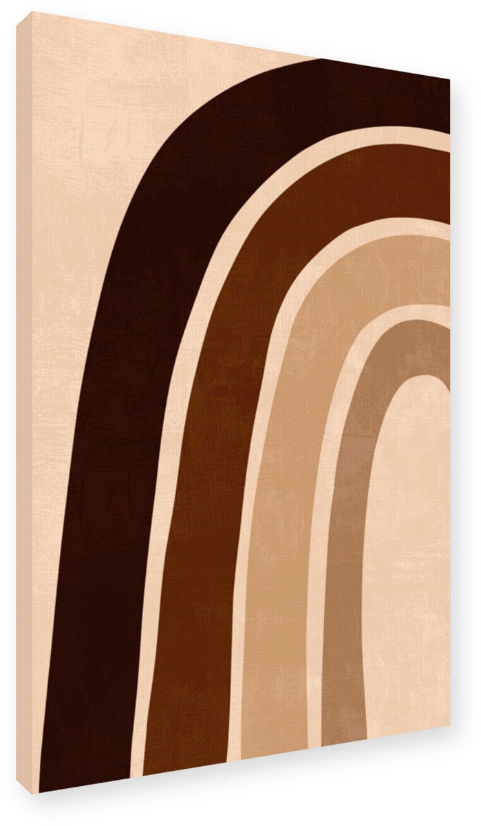 Concentrische Bogen Compositie Schilderij - 60x90 cm - Canvas op Frame - Minimalistische W