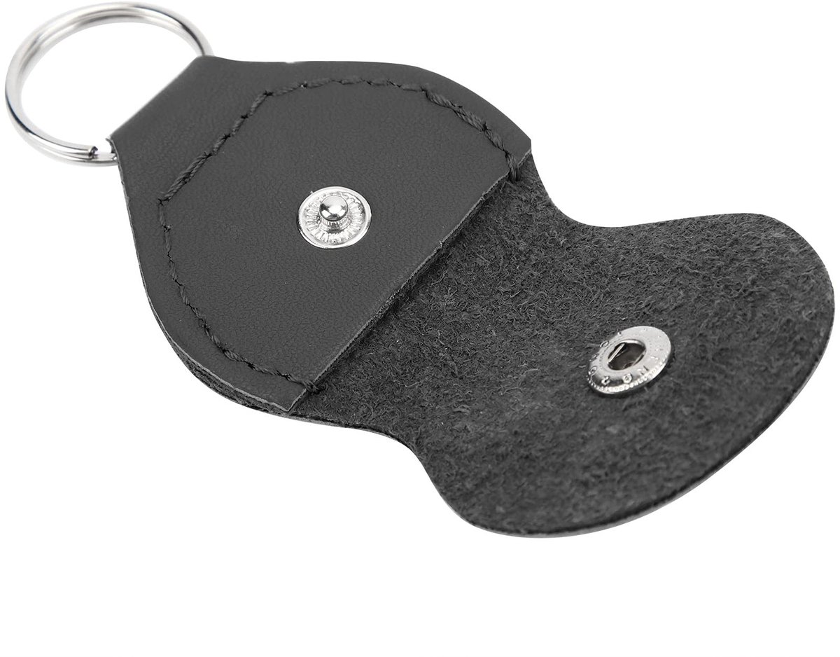 Dailygoods- Plectrumhoesje Hoogwaardig PU-leer - Gitaar Plectrum Houder - Sleutelhanger Design - Lichtgewicht en Compact - Drukknopontwerp - Pickhouder