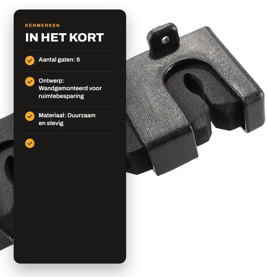 Dailygoods- Hengel Display Rek - Wandgemonteerd - 6 Gaten - Stabiliserende Bevestigingsclips - Ondersteunende Groeven - Ruimtebesparend - Hengelhouder van Dailygoods — afbeelding 2
