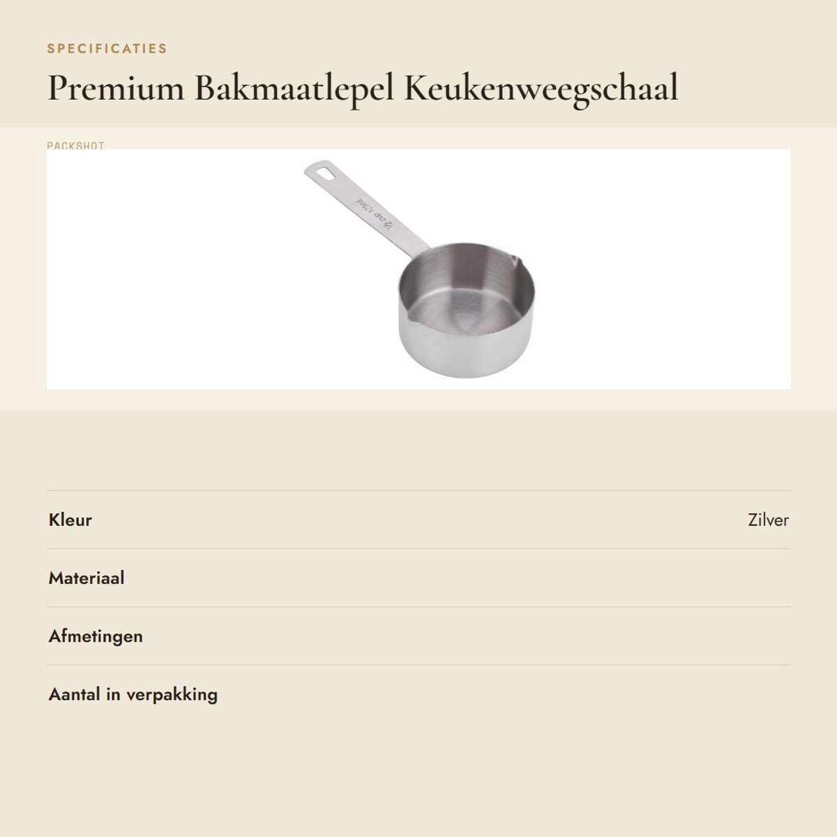 Dailygoods- Bakmaatlepel 304 Roestvrij Staal - Maatlepel 125ml - Maatbeker - Keukenweegschaal - Schepgereedschapset - Lichtgewicht