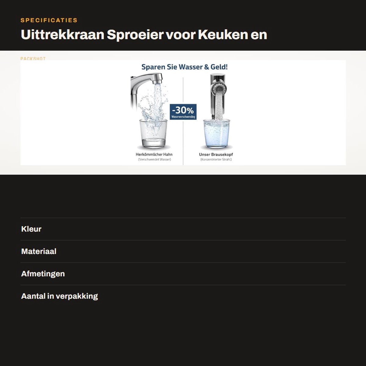 Dailygoods- Sproeikop Vervangend Onderdeel - Uittrekkraan - Keukenkraan - Douchekop - Wate