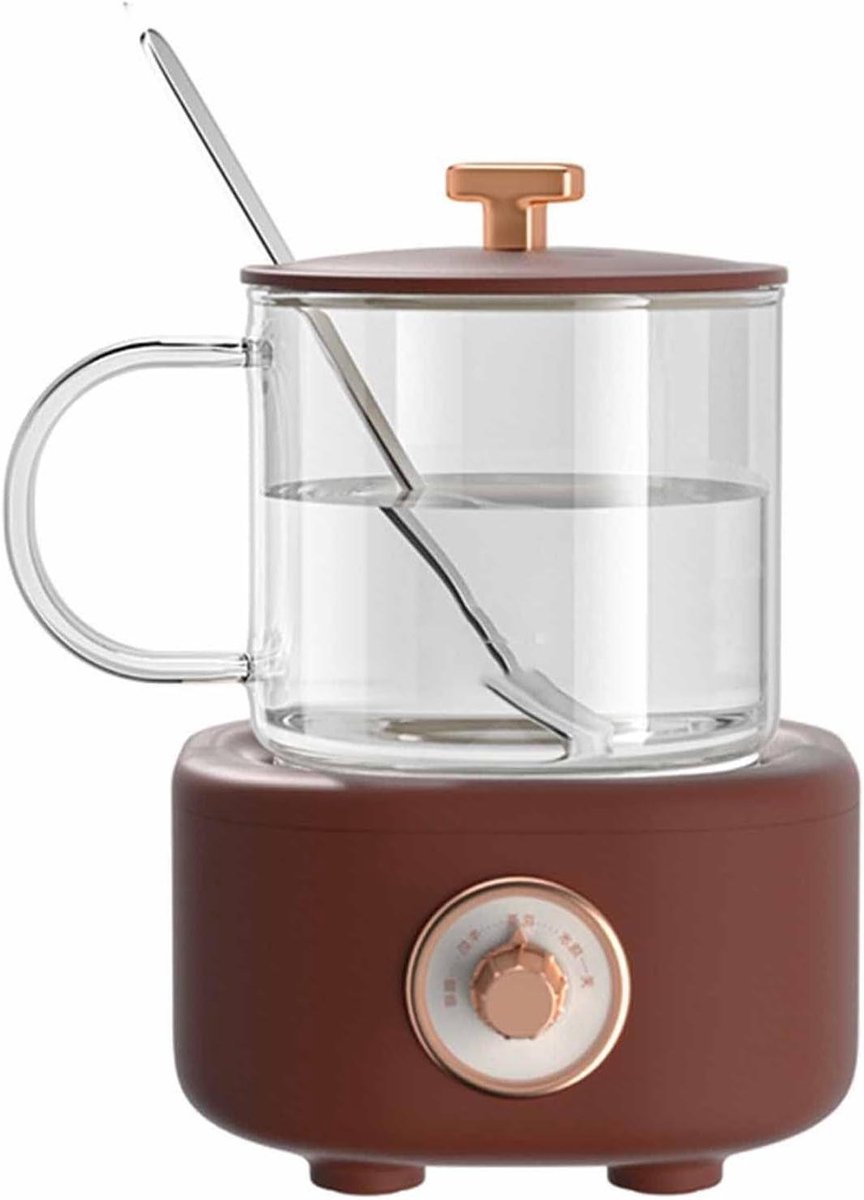 Multifunctionele Theepot - Melkkoker Glas - Warme Dranken Maken - Stil Koken - 400 ml - Bruin