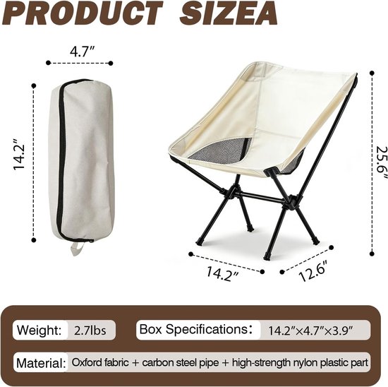 1 Stuks Campingstoel Voetkruk - Opvouwbare lichtgewicht kruk - Draagbare opvouwbare campingkruk - Intrekbare stoelen met - Draagtas 220LBS Campingkrukken - voor binnen of op de camping, Vissen, Wandelen, BBQ ,Reizen — afbeelding 2