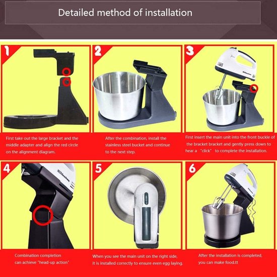 Keukenmixer - Handmixer Garde - Bakken en Koken - Dubbele Modus Handheld Desktop - 1.7L Kom - Wit — afbeelding 2