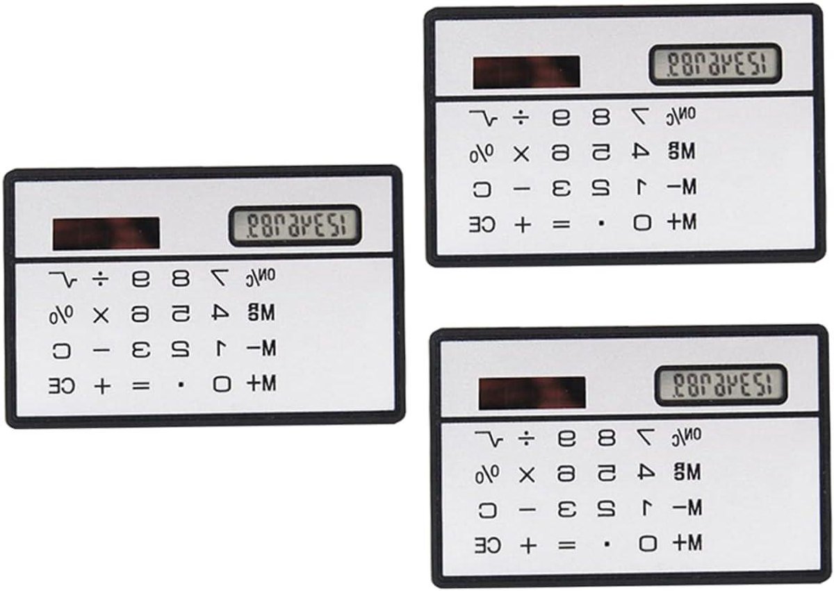 Mini Rekenmachine - Zakrekenmachine Draagbaar - Basisberekeningen Uitvoeren - Zonne-energie Aangedreven - 8.5 x 5.5 x 1 cm - Willekeurig