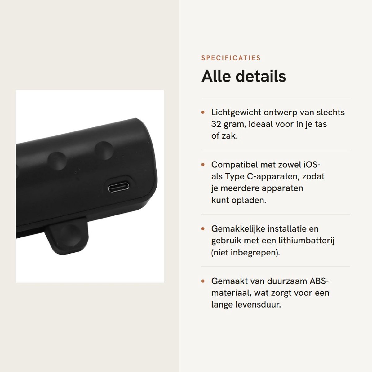 Dailygoods- Powerbank Mini Draagbare Oplader - 30000 mAh - Type C - iOS/Android Compatibel - Lichtgewicht - Slagvast ABS Materiaal – foto 2