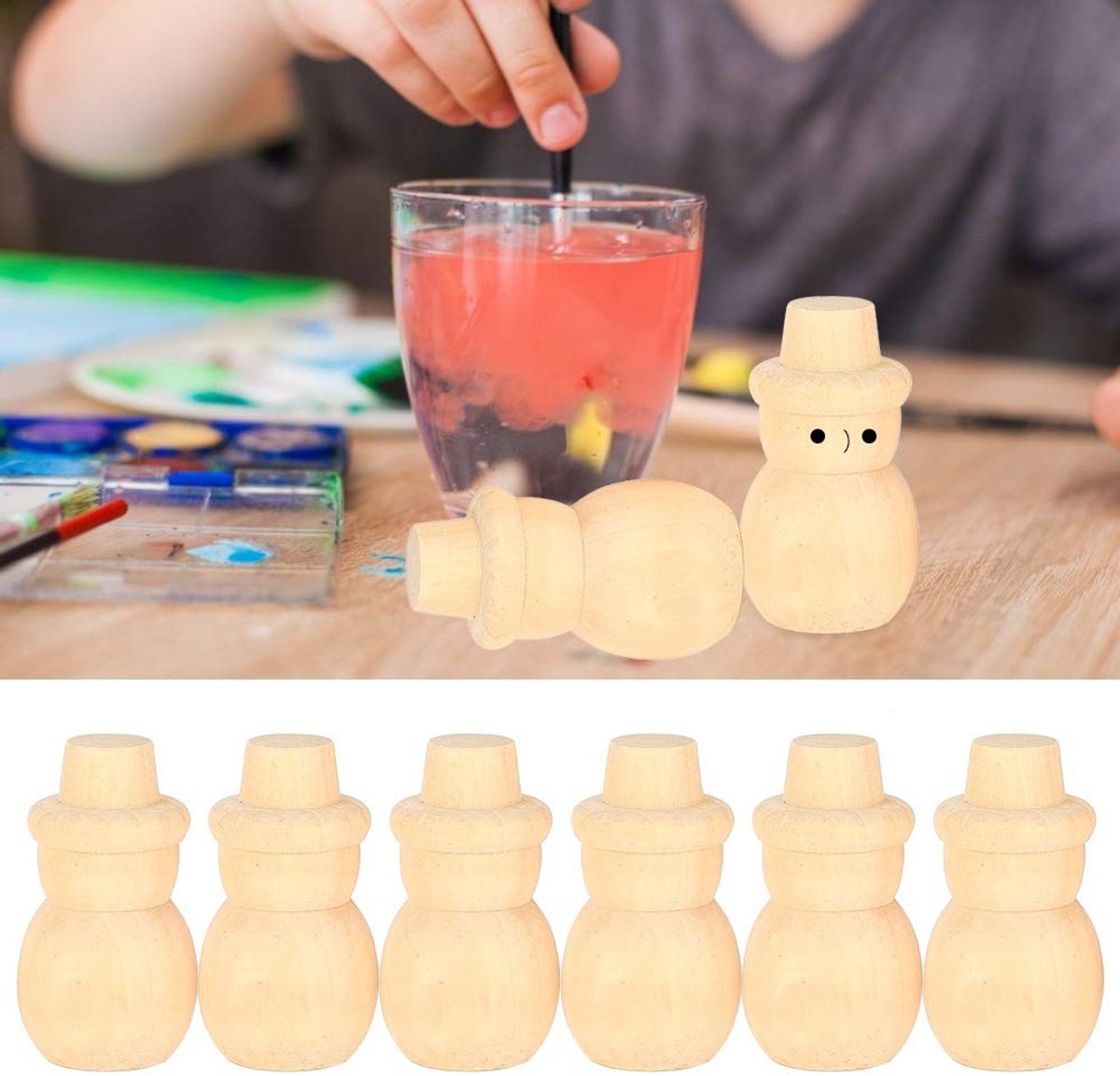 Dailygoods- Sneeuwpop Aankleedset 30-pack - Houten DIY Ornamenten - Kindvriendelijk Speelgoed - Creatieve Knutselbenodigdheden - Fijn Gepolijst Hout - Educatief Schilderen