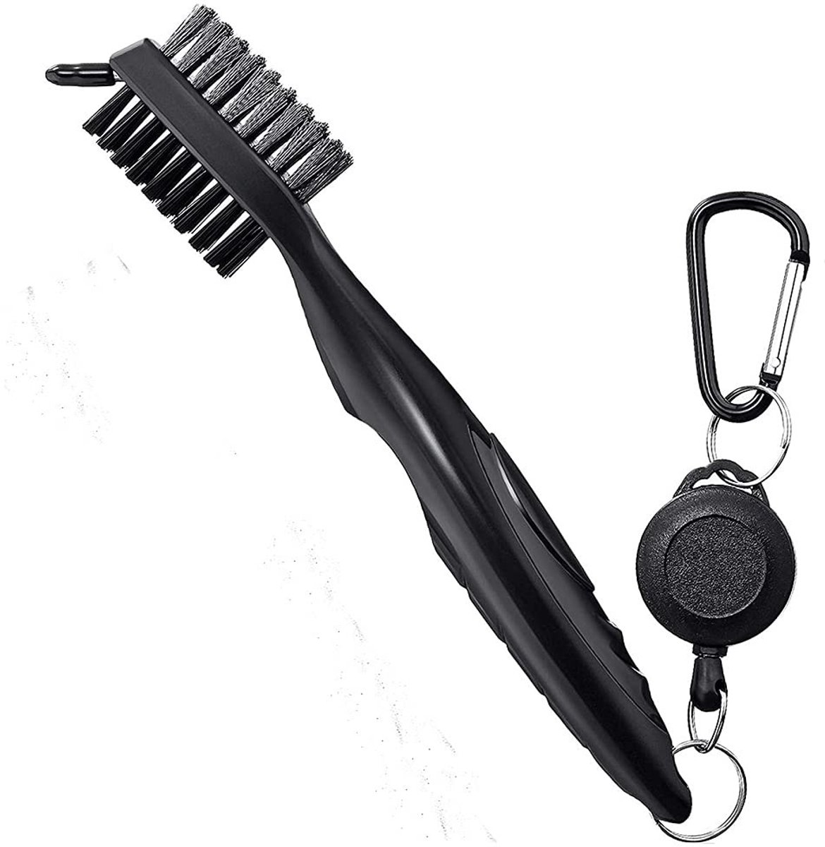 Dailygoods- Golfborstel met groefreiniger - Draadborstel - Nylon/stalen golfclubborstel - Draagbaar golfreinigingsgereedschap - Verstelbare aluminium karabijnhaak - Dubbelzijdig ontwerp - Golfreiniger