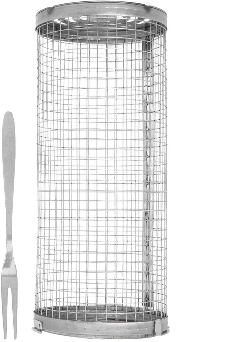 Dailygoods- Barbecuemand Roestvrij Staal - Grillmand BBQ - Hittebestendig - Mesh Deksel - Grote Capaciteit - Voor Groenten/Vlees