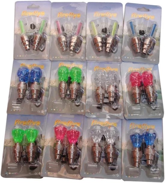 Fiets Wiel Verlichting - Band Ventiel Lampjes - Nachtelijk Fietsen - Waterdicht Schokbestendig - 2 Stuks - Schedel Kleurrijk — afbeelding 3