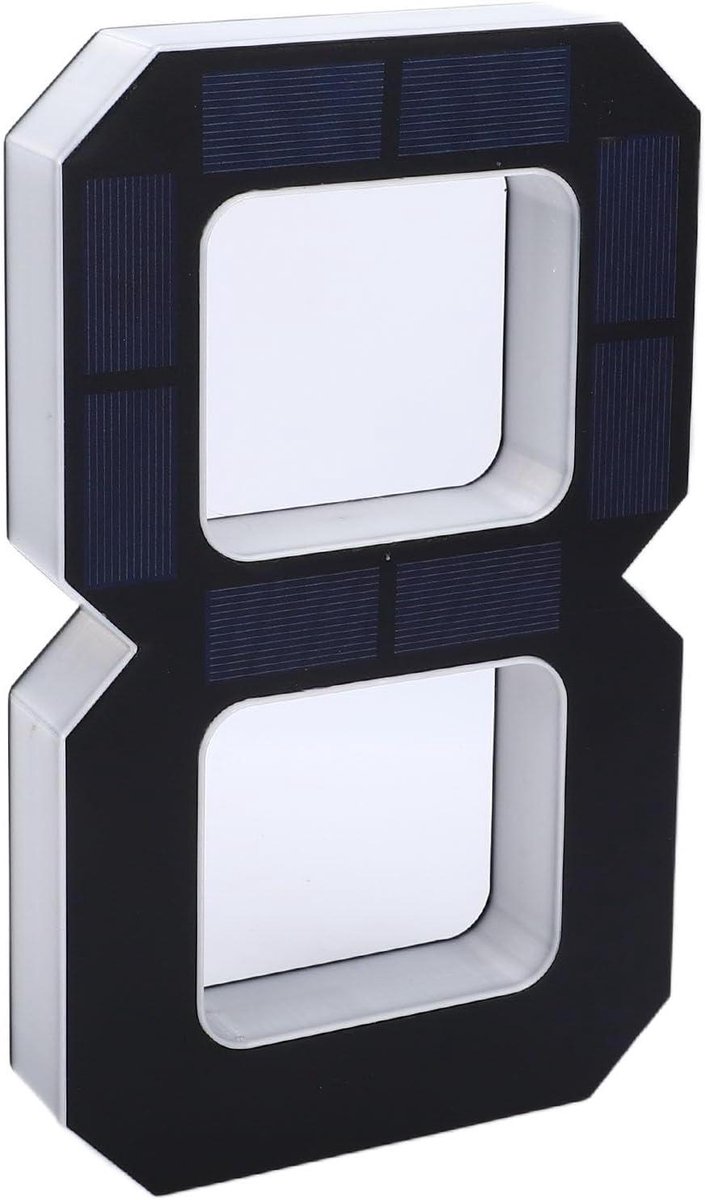 Huisnummer Verlichting - Adresplaat Zonne-energie - Buiten Zichtbaar - Automatische Sensor - 24 x 4 cm - Zwart