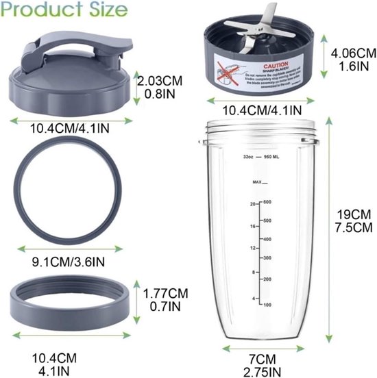 Sapcentrifuge Bekerset - Vervangende Beker Set - Sap Maken - Voedselveilig Plastic - 32OZ - Transparant — afbeelding 4