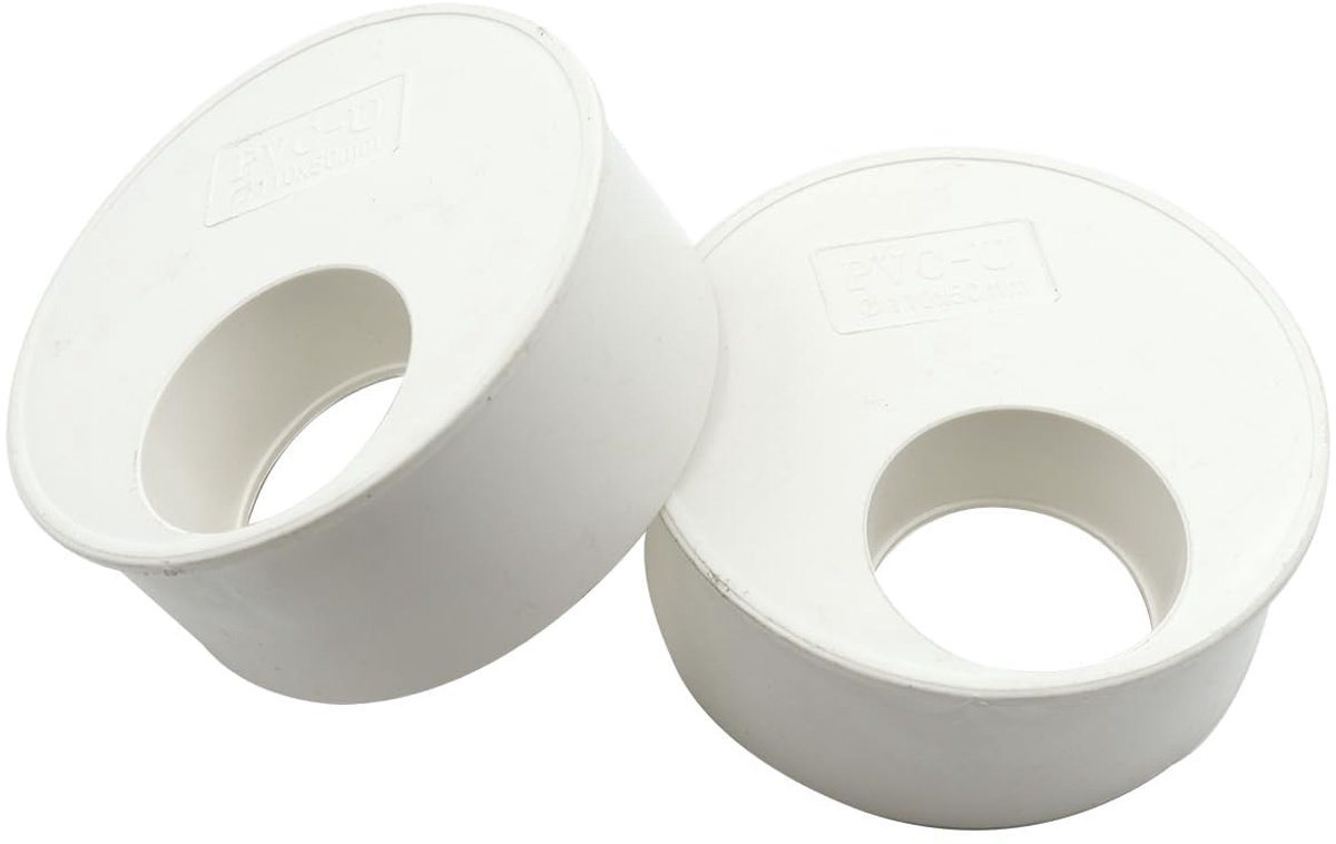 Dailygoods- Verloopstuk 110 mm naar 50 mm - Verloopinzetstuk - Afvoerbuisschroefverbinding - Reduceerset - PVC - 2-delig - Reductiestuk