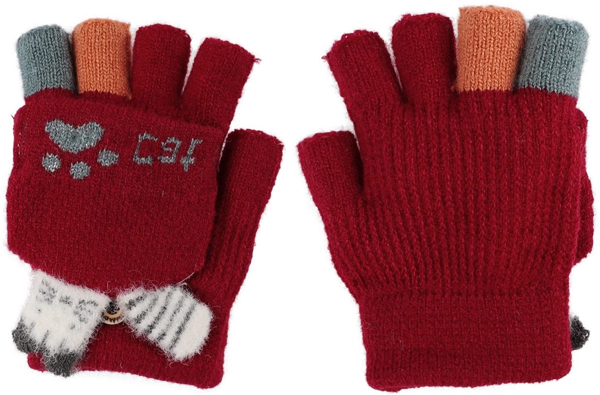 Dailygoods- Winterhandschoenen Vingerloos - Wanten met Knoopsluiting - Gebreide Handschoenen - Pluche Voering - Waterdicht - Uniseks - Vingerloze Wanten