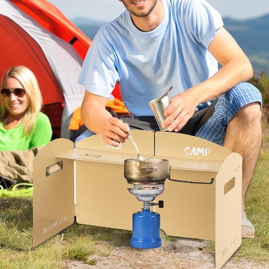 Camping Kookstel Windscherm - Opvouwbaar Beschermingsscherm - Buiten Koken - Flexibele Hoekverstelling - 50x25x30cm - Zilver van Camping — afbeelding 2