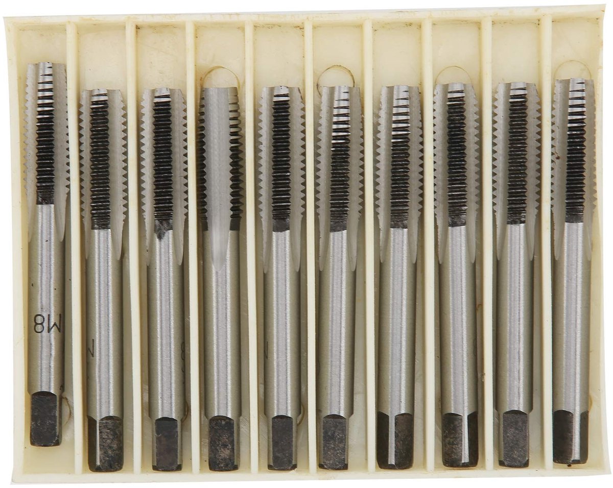 Dailygoods- Tapset M8 - Rechte Fluitkranen - Koolstofstaal - Slijtvast - Industrieel - 5 Conische Tappen - Schroefdraadset