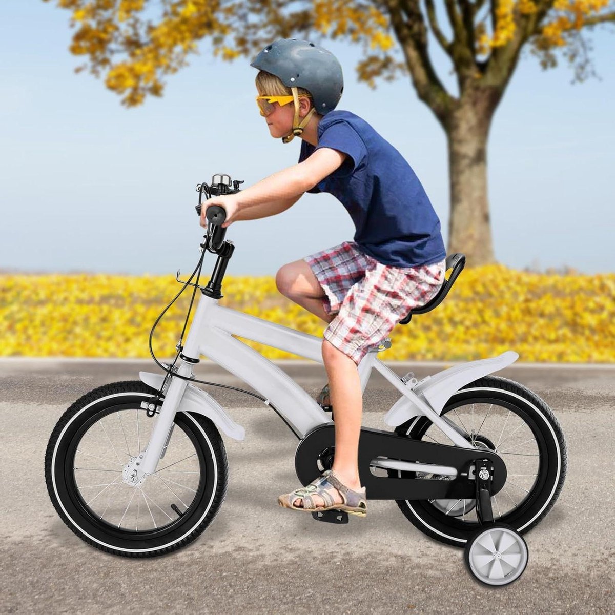 Kinderfiets Loopfiets Stabilisatoren Leren Fietsen Hoogte Verstelbaar 14 Inch Wit