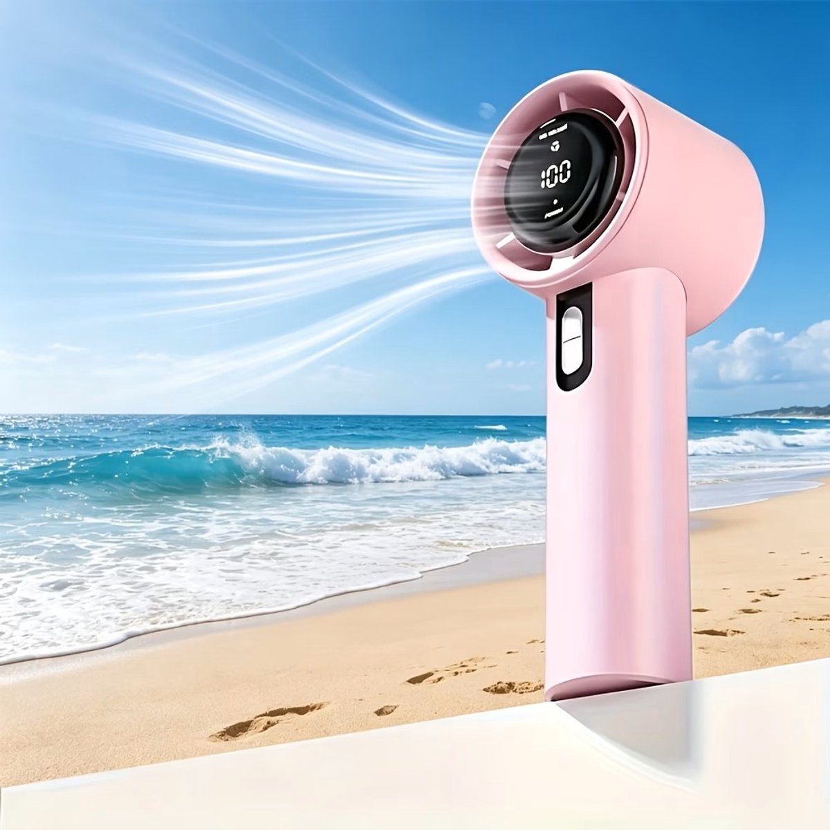 STNY Digitale Ventilator - Usb Oplaadbare High-Speed Fan - Polsbandje + Hand + Tafel Ventilator - Digitale Batterij Indicator + Digitale standen/modi's - Voor de Ultieme Verkoeling - Kleur: Roze — afbeelding 5