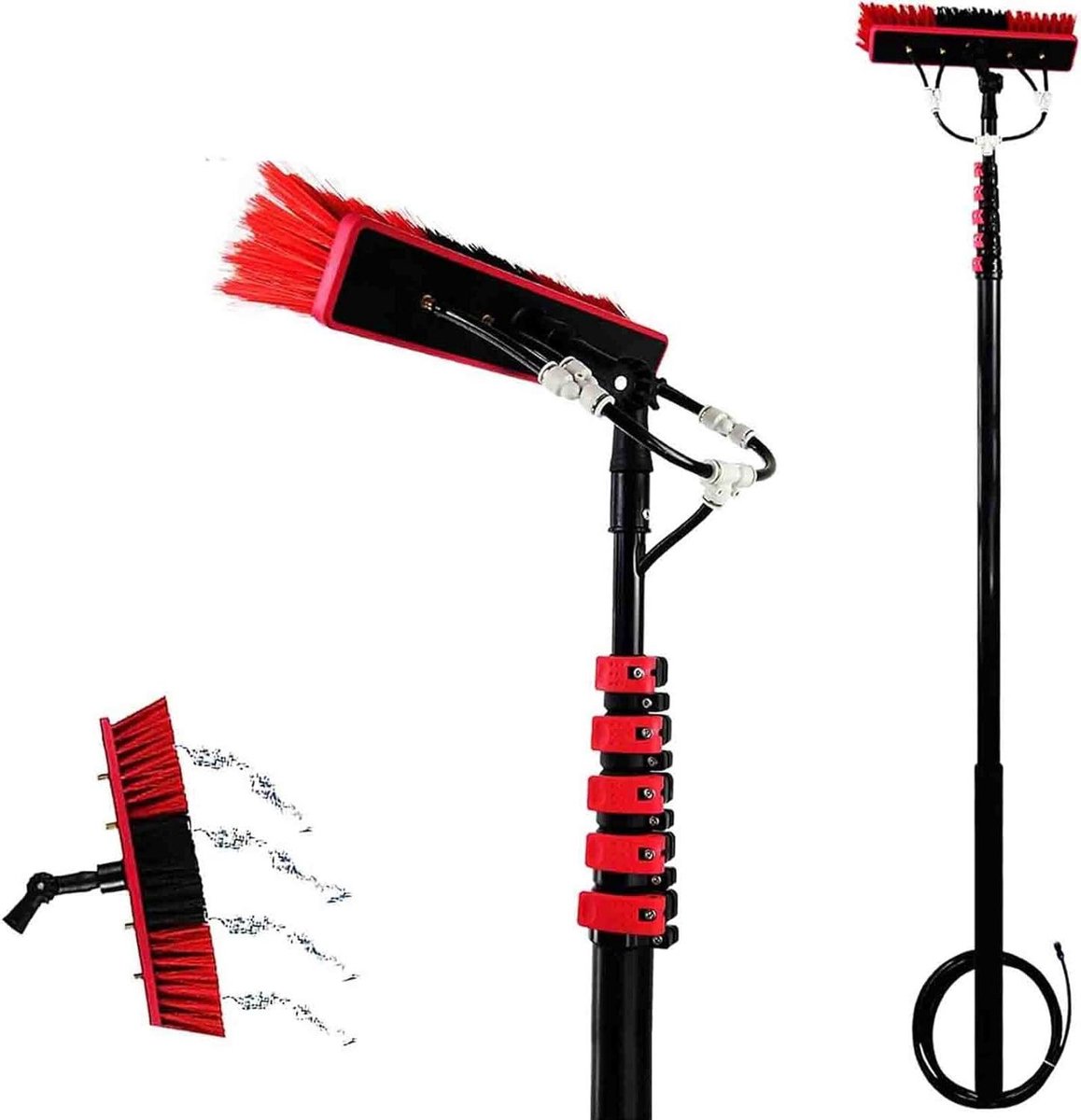 Glazenwasser Set - Telescopische Reiniger - Hoge Ramen Schoonmaken - Verstelbare Hoekborstel - 6 Meter - Zilver