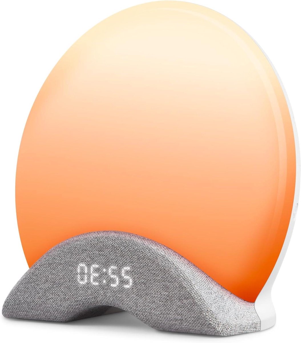 Wekker Licht - Wakker Worden - Rustig Ontwaken - Zonsopgang Simulatie - 431 Grams - Oranje