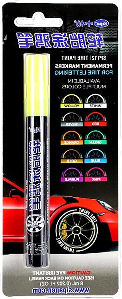 Autoband Verf Pen - Lak Marker - Banden Personaliseren - Waterdicht Sneldrogend - 10 Kleuren - Assorti