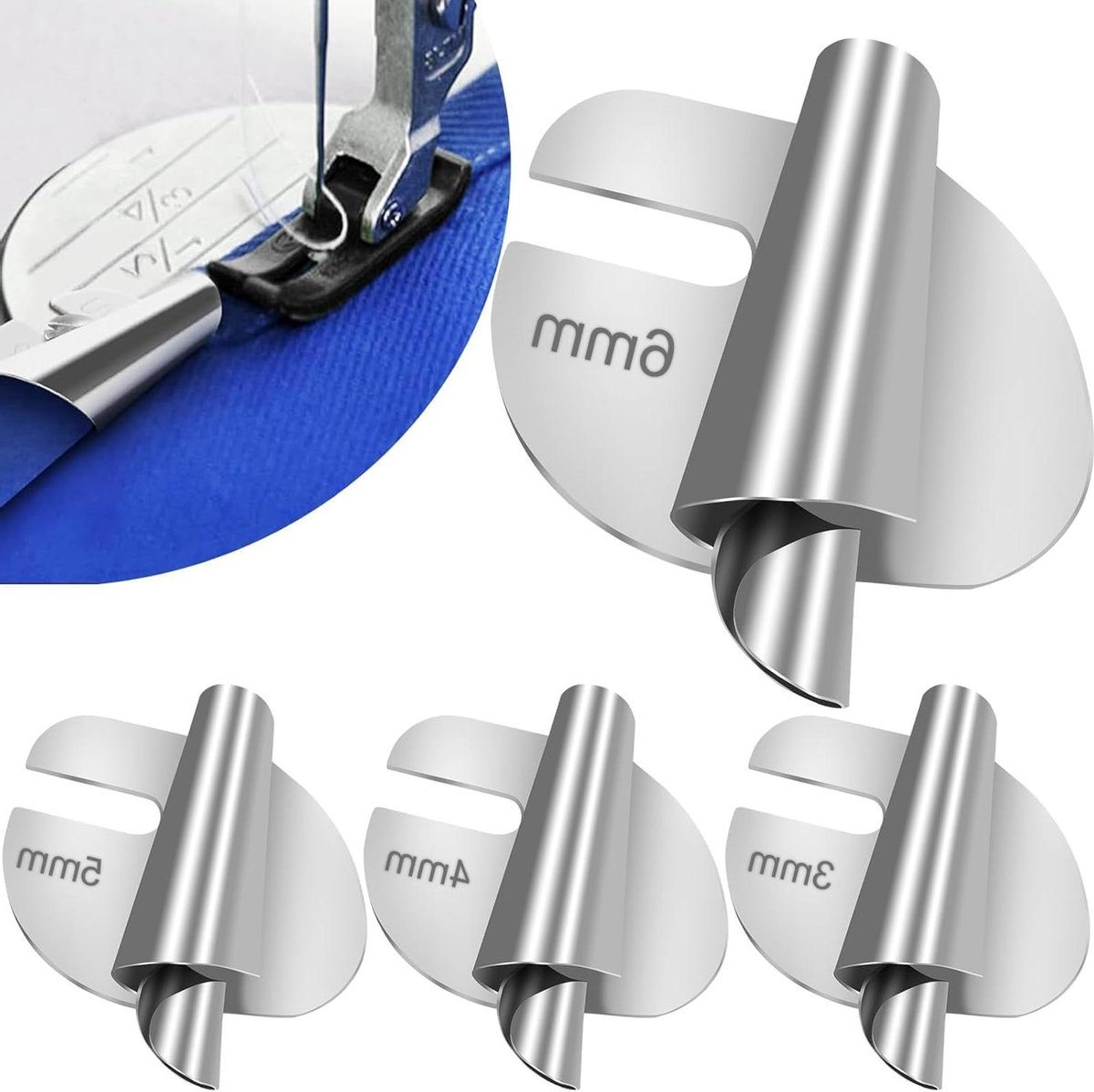 Naaimachine Voetjes - Rolzoom Accessoires - Zomen Maken - 4 Verschillende Maten - 3 mm tot 6 mm - Zilver