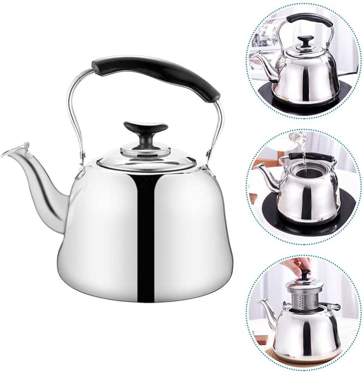 Roestvrijstalen Ketel - Theepot Kookpot - Water Koken - Automatisch Fluitapparaat - 2 Lite