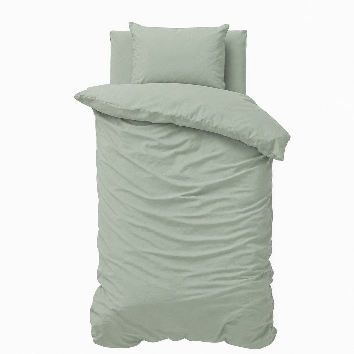 Decoware Peuter Dekbedovertrek Uni 120x150 cm - Groen - Katoen - Voor Peuterbed - Met Kussensloop