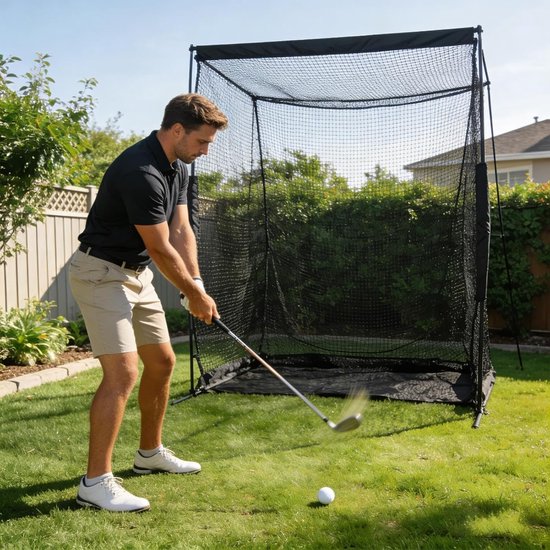 Golf Oefennet - Vangnet Sportnet - Sportvaardigheden Verbeteren - Zeer Belastbaar Nylon - 3 x 3 m - Zwart van GOLF — afbeelding 4