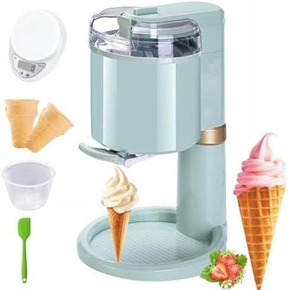 Soft Serve IJsmachine IJsmaker Dessertmaker Thuis Desserts Maken Compact Ontwerp 1L Capaciteit Zilver