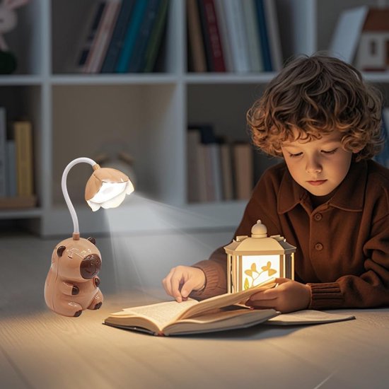 QUOVO® Bureaulamp Kinderkamer - Bureaulamp Roze - Tafellamp Kinderkamer - Bruin - 9cm x 9cm x 28cm van QUOVO® — afbeelding 4