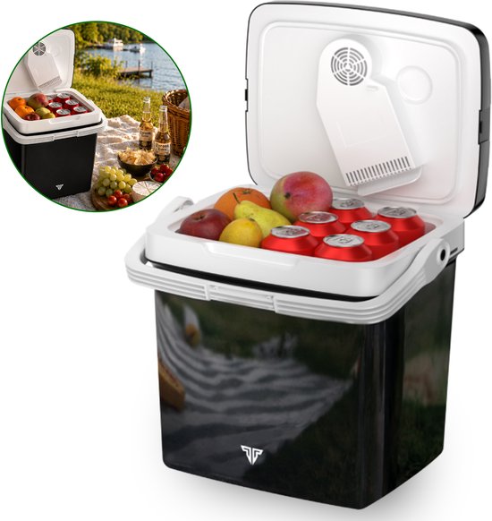 Toivo Glacière Électrique - 26 Litres - 12V et 230 volts - Voiture - Réfrigérateur de Camping - Refroidissement et Chauffage - Frigobox - Noir