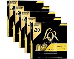 L'Or Espresso Lungo Mattinata - Multipack - 100 (5x20) Koffiecups Compatibel met Nespresso Coffee Machine