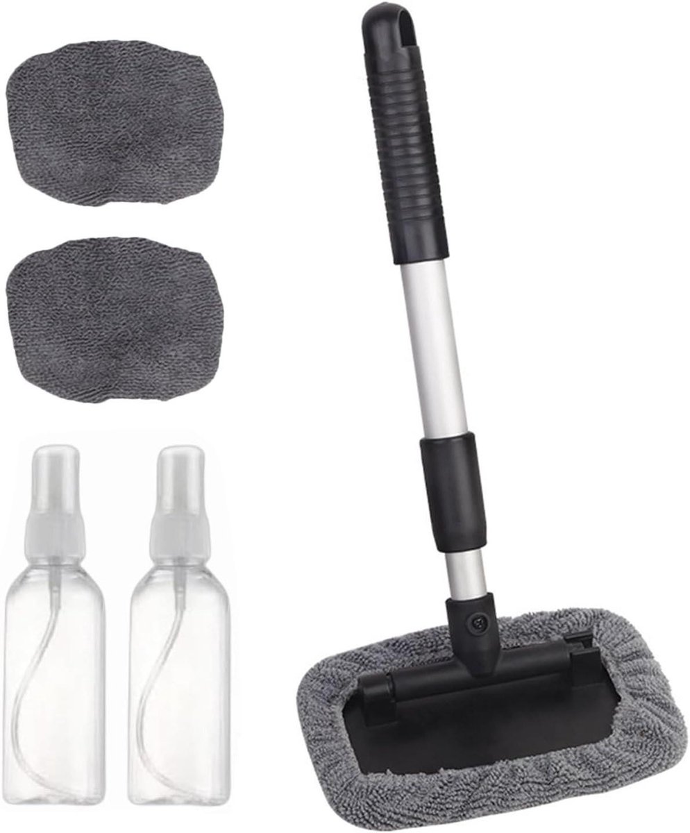 Ruitenreiniger Auto - Glas Wasmachine - Voertuig Onderhoud - Telescopische Handgreep - 45 cm Uitgeschoven - Grijs