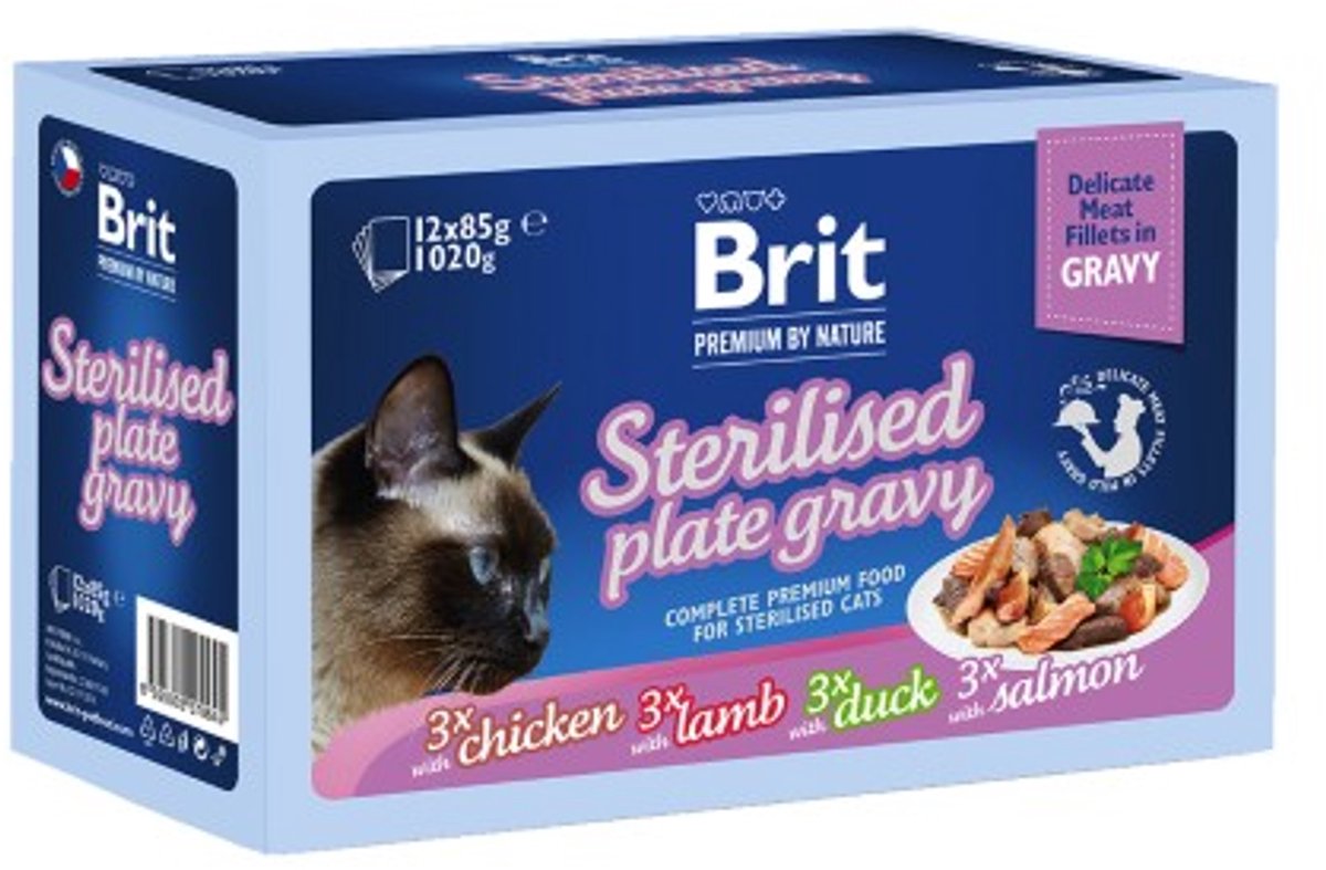 BP Cat Pouches - Sterilised Gravy Plate 12 x 85 g