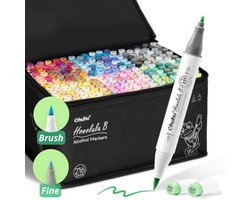 Ohuhu Honolulu 216 Kleuren Alcohol Markers - Brush & Fine Tip