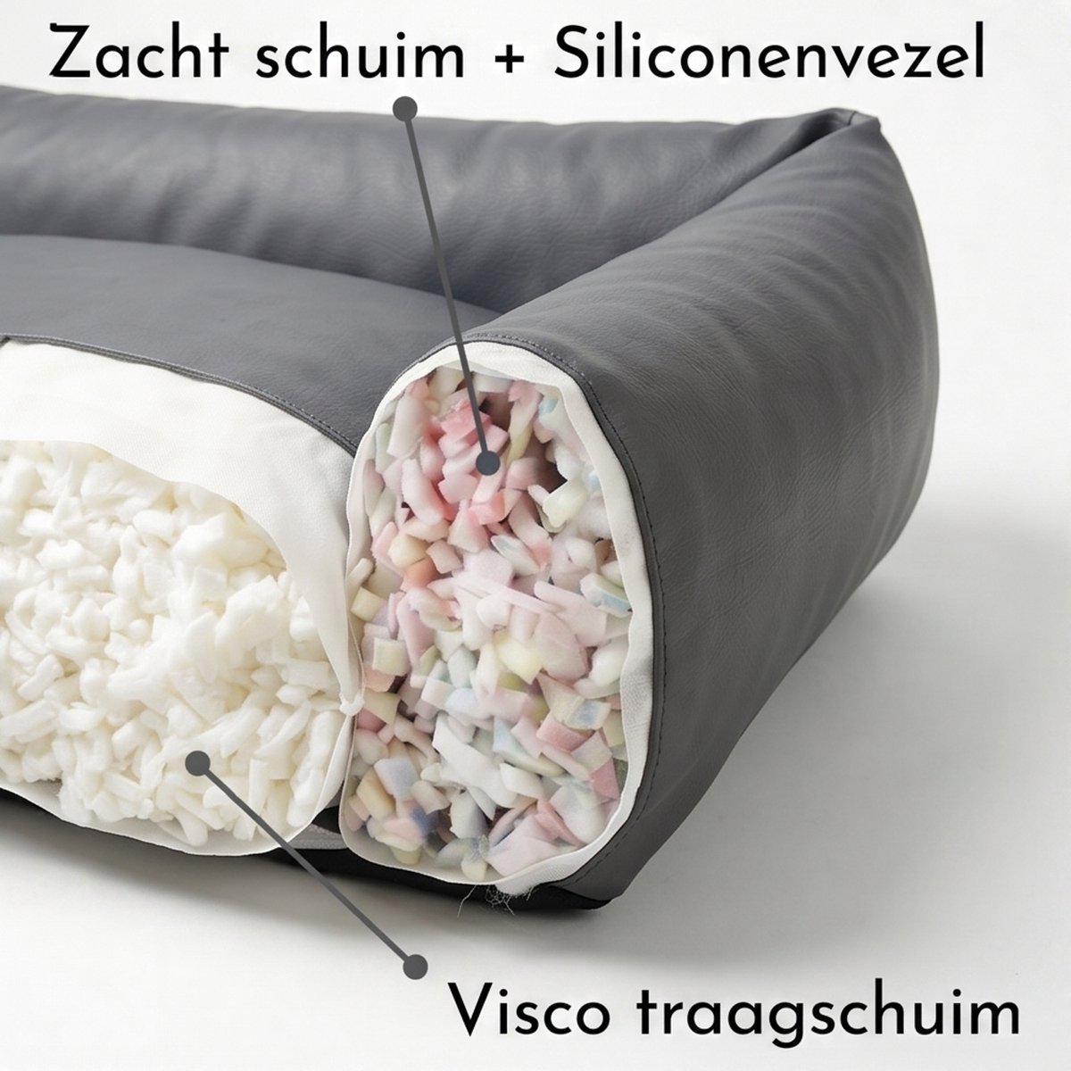 4L Textil Mario Orthopedisch hondenbed van kunstleer, XXL, hondenmand, kunstleer, voor grote honden, traagschuim, visco, extra groot, krasbestendig, waterafstotend, 140 x 110 x 25 cm, Zwart thumbnail 6