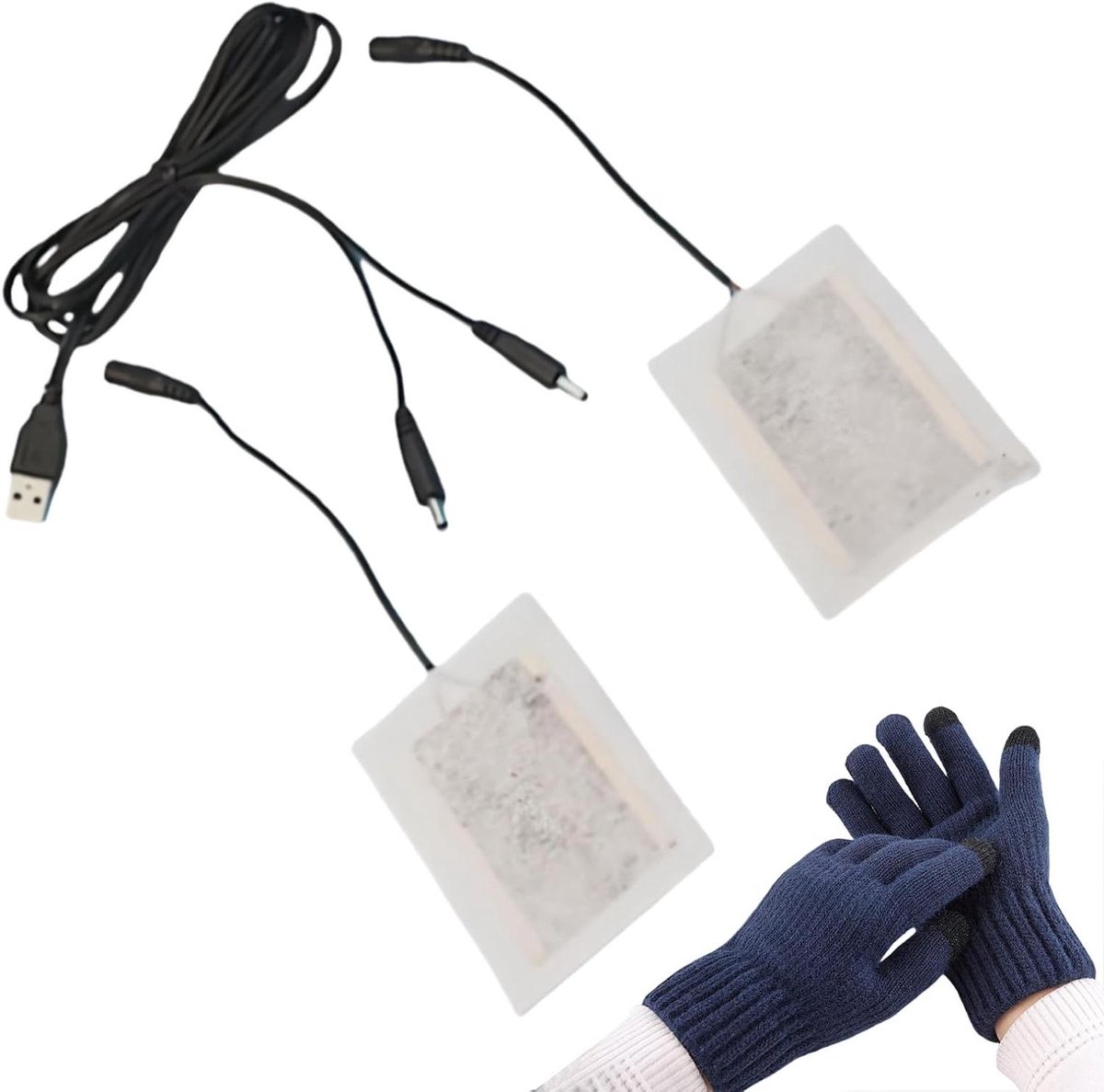 USB Verwarmingskussen - Handschoen Verwarmers - Warmte voor koude dagen - Synchrone warmteafgifte - 65x85cm - Wit