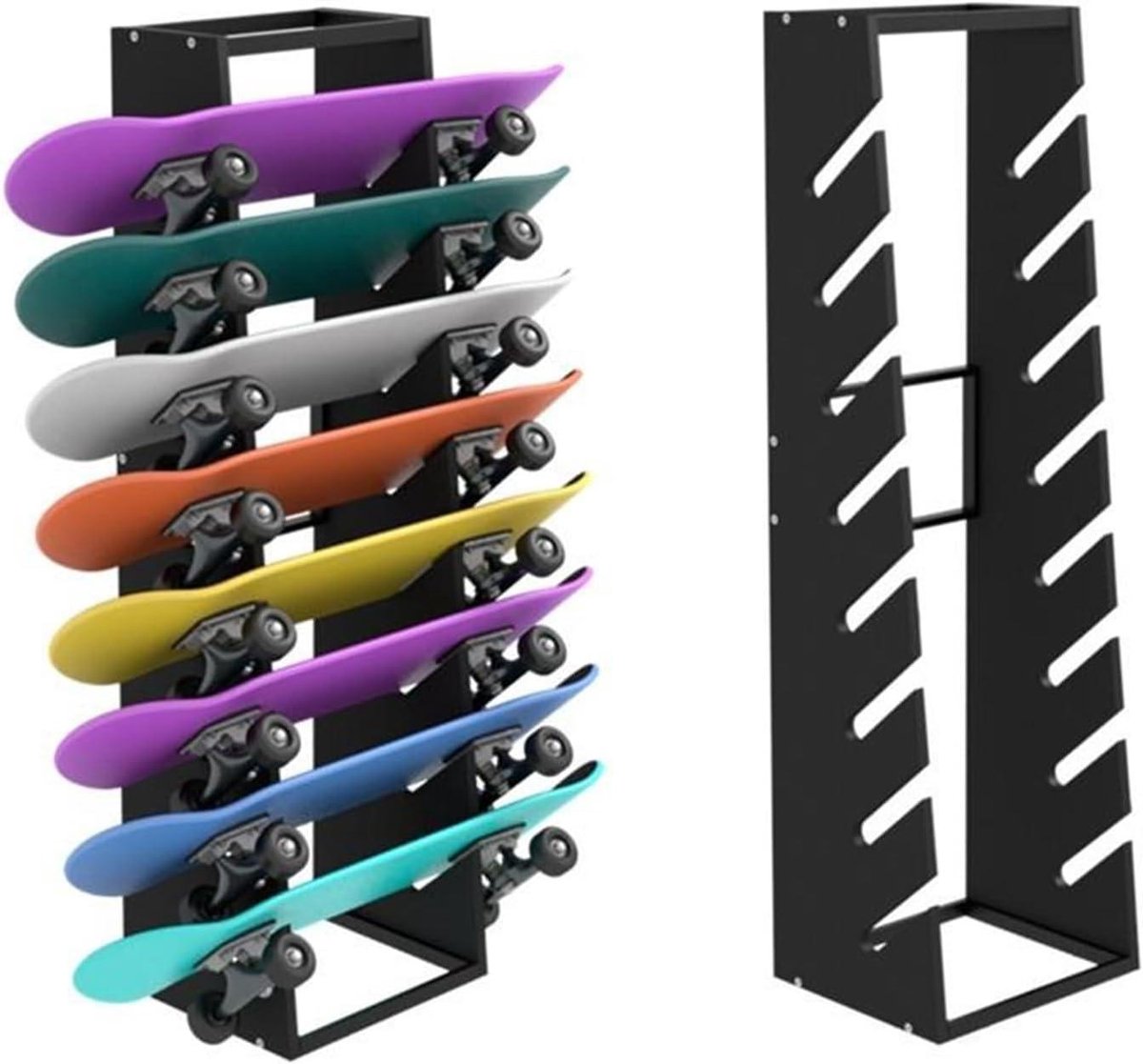 Skateboard Rek Hout Skateboardhouder Display Skateboard Opslag 8 Laags Houten Frame 32x30x120cm Niet gespecificeerd