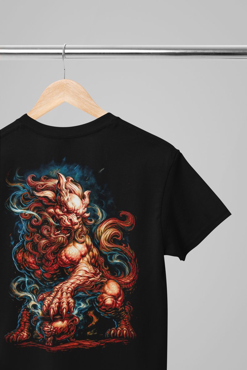 Oversized shirt - Creatura- Wurban Wear | Draak | Anime streetwear | Asian streetwear | Streetwear | Geisha | Techno outfit | Fantasy shirt | Gym shirt | y2k | Tattoo | Urban | Grote maten | Japanese mythology | Samurai | Zwart