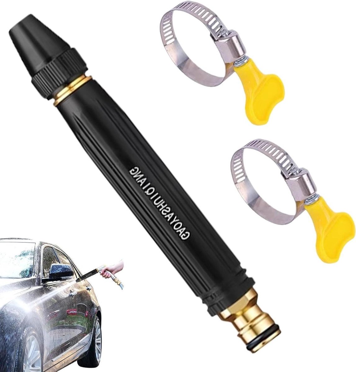 Waterslang Mondstuk - Metaal Sproeier - Buiten Reinigen - 360 Graden Rotatie - 16.3 cm - Metaal