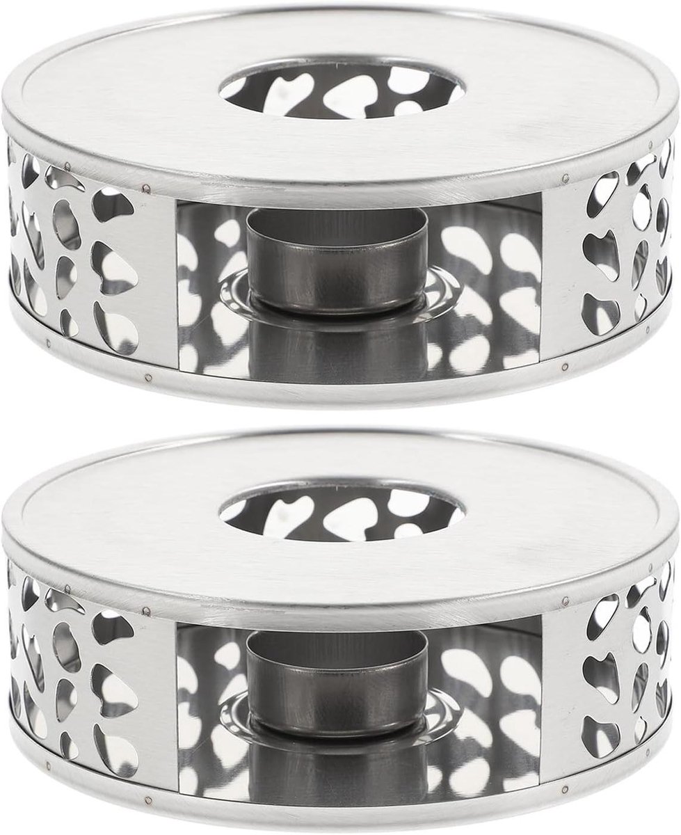 Theepot Verwarmer - Theelicht Houder - Thee Warm Houden - Hol Bloemdesign - 15 x 15 x 5.8 cm - Zilver